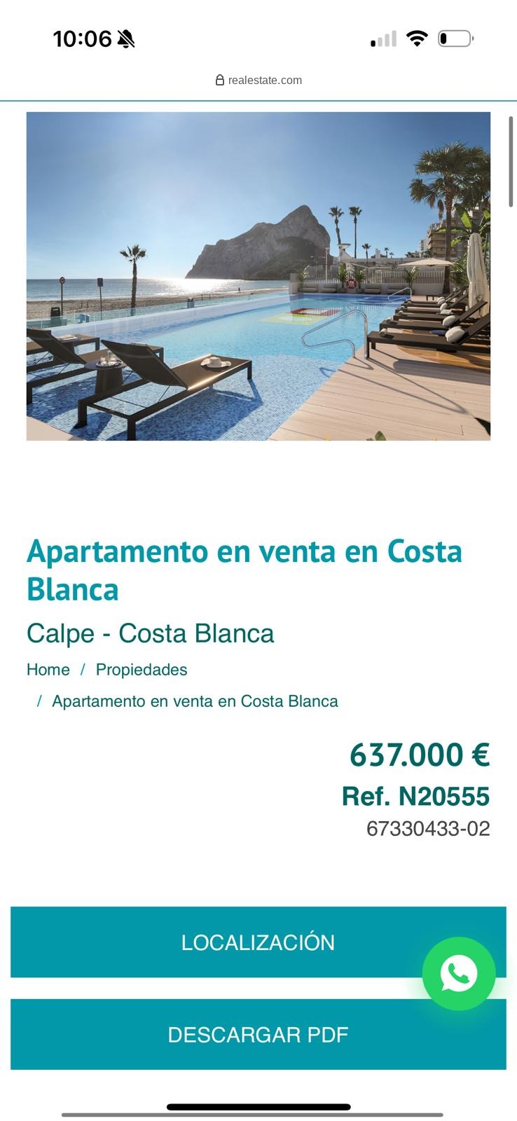 Original listing with the portal's own branding