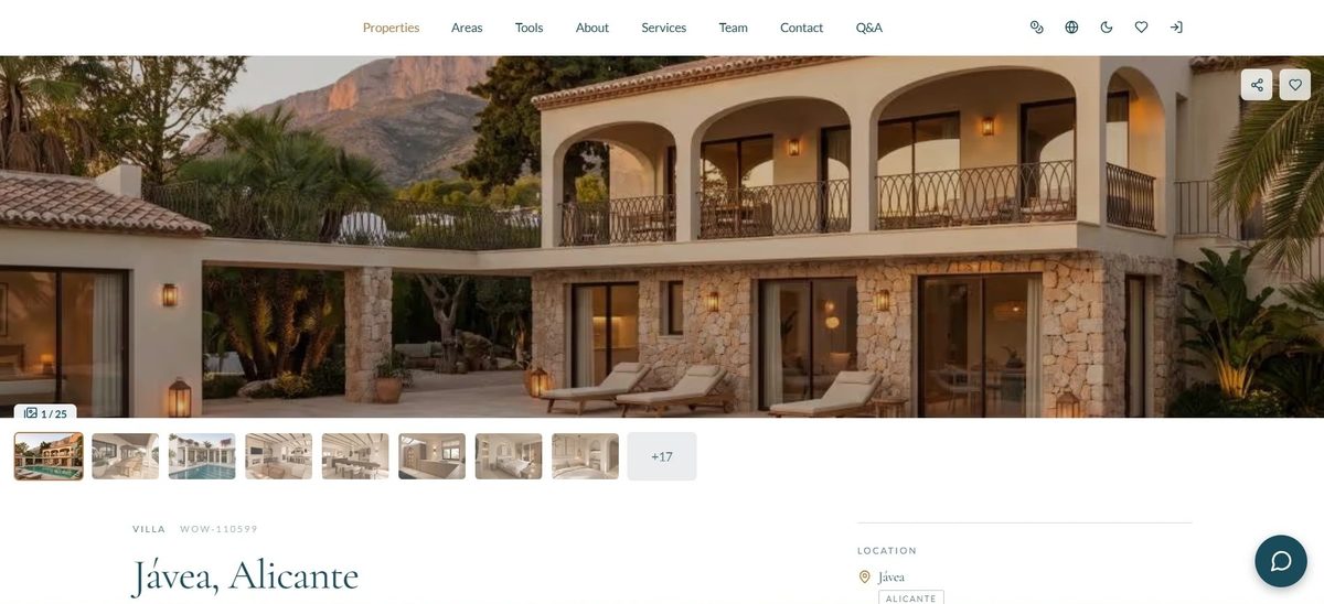 The real original listing on WOW-Estates: hero photo and photo gallery